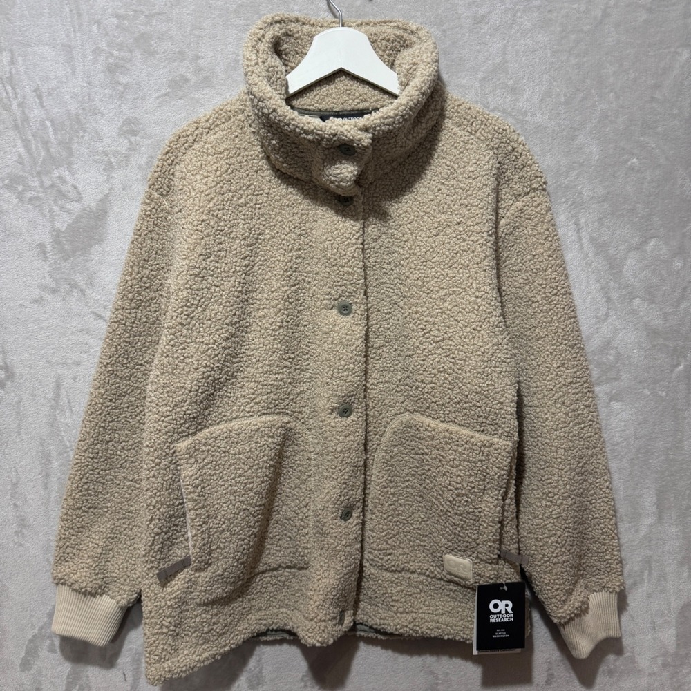 Outdoor Research Juneau Sherpa Trucker Jacket Fog Beige Large 300142-2085008